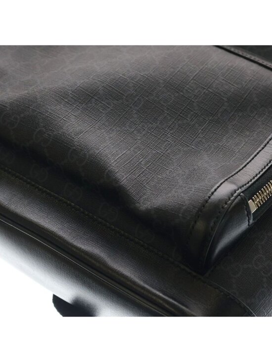 Gucci GG Supreme Interlocking Backpack Black Leather Silver